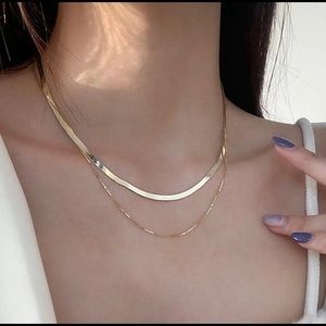925 Sterling Silver Gold Double Layer Snake Bone Chain Necklaces